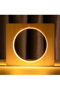 Світильник нічник ArtEco Light з дерева LED "Коло" з пультом та регулюванням світла, колір теплий білий