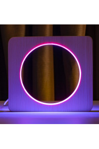 Світильник нічник ArtEco Light з дерева LED "Коло" з пультом та регулюванням кольору, подвійний RGB