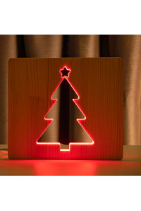 Світильник нічник ArtEco Light з дерева LED "Ялинка" з пультом та регулюванням кольору, RGB