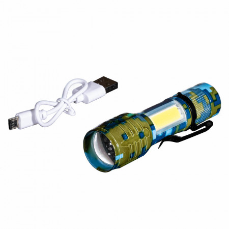 Ліхтарик тактичний з USB зарядкою, у боксі (хакі)