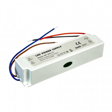 Блок живлення 12В SLIM PLASTIC-5А 60W IP65