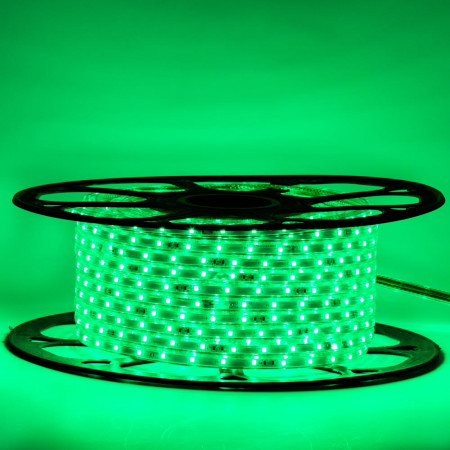 Миготлива світлодіодна стрічка зелена 220В 48led/m smd2835 6W/m IP65, 1м
