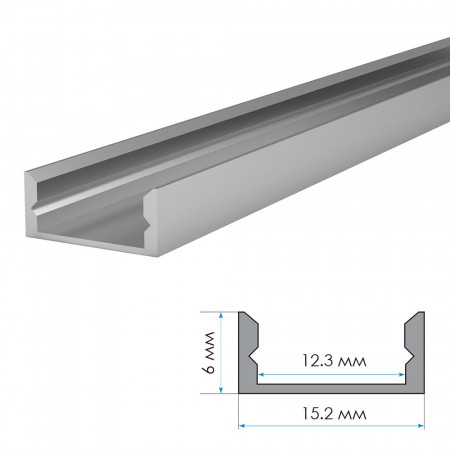 LED профіль ПФ-18/2 анодований накладний матовий з розсіювачем (комплект) 2м